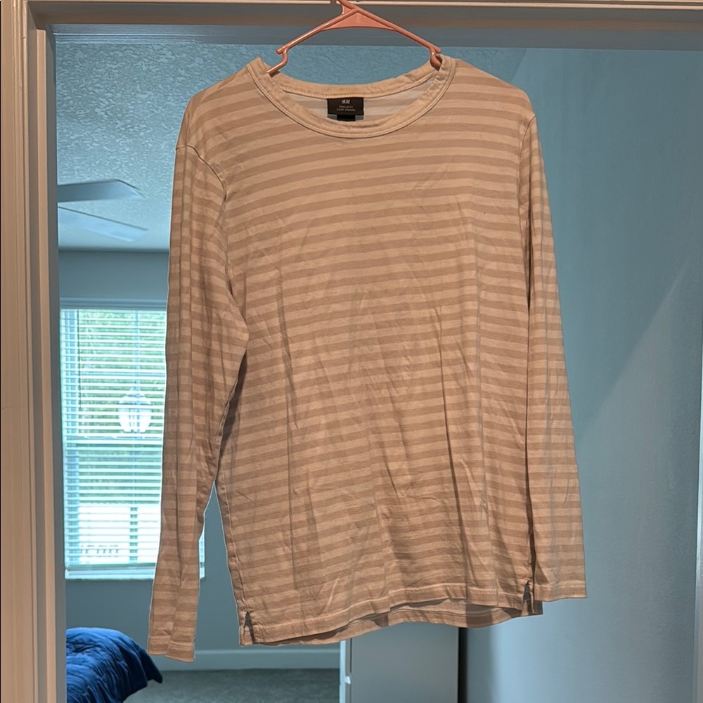 Men’s - H&M Cream and White Striped Top